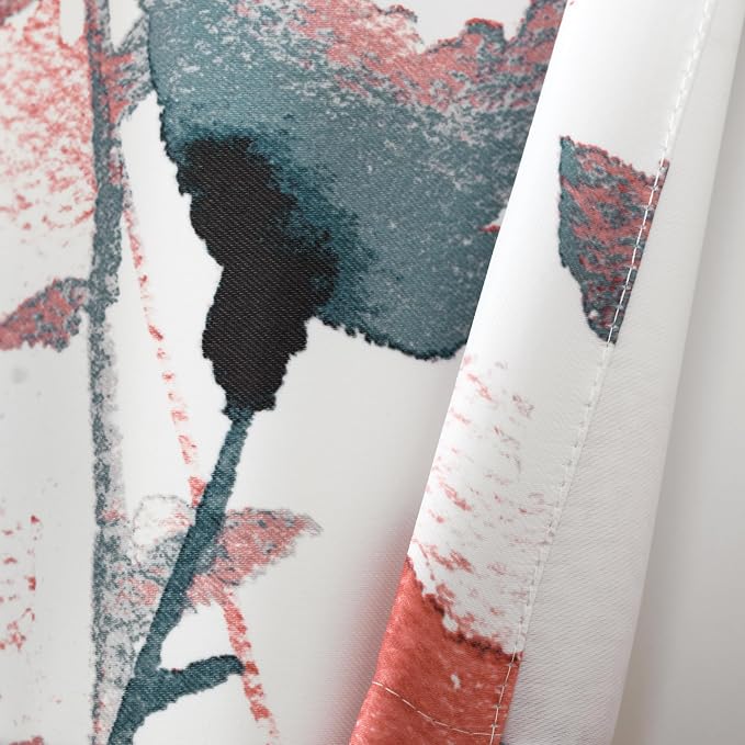 Lush Decor Zuri Flora Room Darkening Valance Curtain Single 52" W x 18" L + 2" Header Blue & Coral - Valances for Windows - Floral Kitchen Curtains