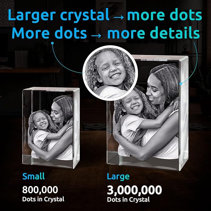 ArtPix 3D Premium Crystal Photo, Personalized Gifts for Women, Wife, Mom, Her, Him, Men, Great Customized Gift With Your Own Photo - Anniversary, Wedding, Birthday - Custom Glass 3D Laser Etched Picture Frame