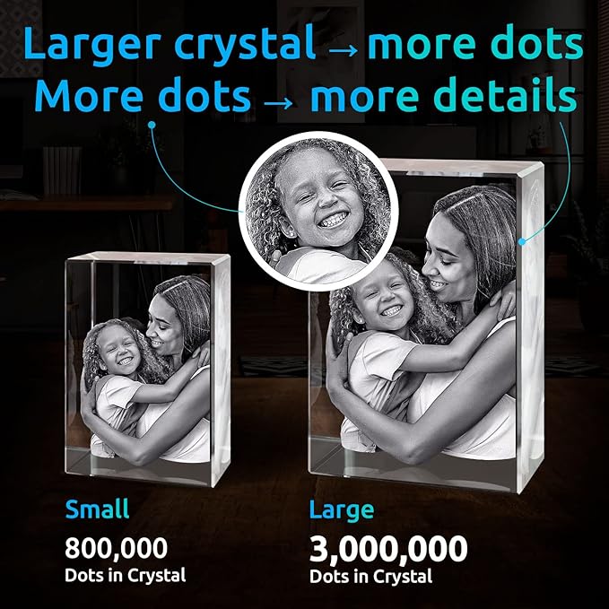 ArtPix 3D Crystal Photo, Personalized Gifts for Women, Wife, Mom, Her, Him, Men, Great Customized Gift With Your Own Photo - Anniversary, Wedding, Birthday - Custom Glass 3D Laser Etched Picture Frame