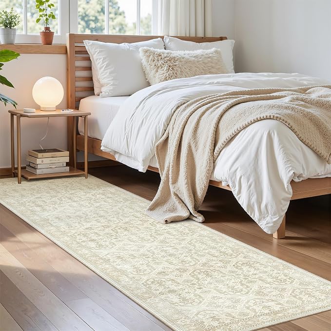 Soalmost Runner Rug 2x8 Washable Non-Slip Hallway Runner Rugs for Kitchen Bathroom Laundry Room Beige/Brown Vintage Floor Carpet Runners for Hallways Entryway