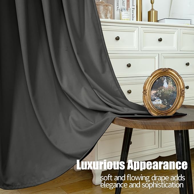 YoungsTex Black Velvet Blackout Curtains 84 Inches Long - Room Darkening Drapes with Grommet Elegant Window Treatments for Bedroom Living Room Privacy, 2 Panels, 52 X 84 Inch