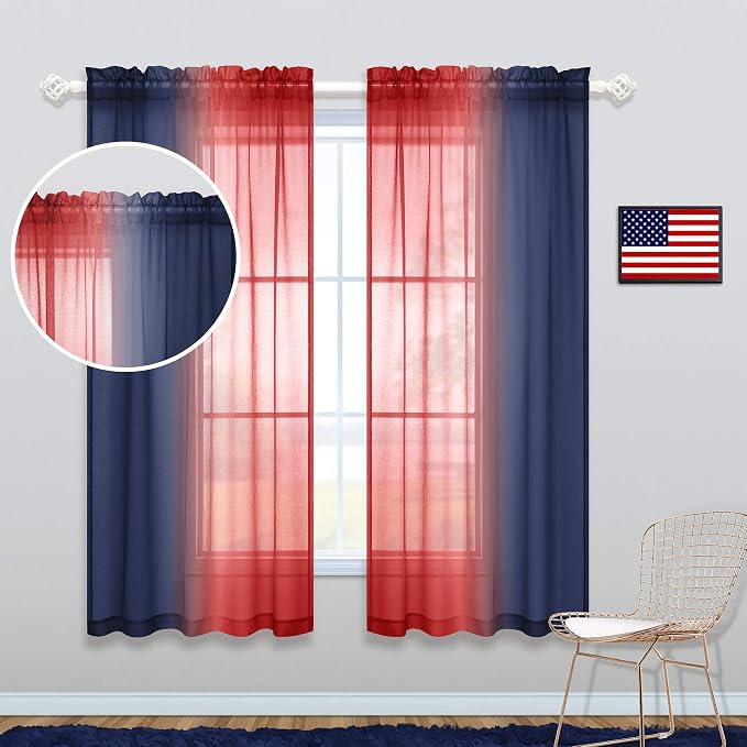 KOUFALL Blue and Red Curtains for Boys Bedroom,Sports Gamer Curtains for Gaming Room