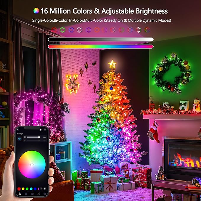 JMEXSUSS Connectable 33ft 100 LED Color Changing String Lights for Bedroom | Globe Smart Halloween Lights Indoor with Remote & APP, Clear Wire Smart Fairy String Light Plug in for Halloween Christmas