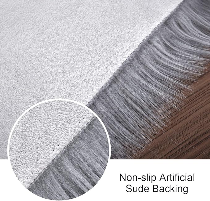Softlife Grey Faux Fur Sheepskin Chair Cover Seat Cushion Pad Super Soft Area Rugs for Living Bedroom Sofa Dorm (1.6ft x 1.6ft)