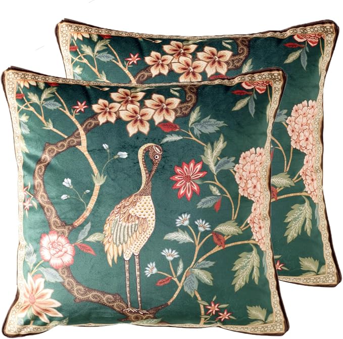 ISAENNE Designer French Velvet Throw Pillow Cover,Set of 2,22"x22"-Mitchell | Pillow Cover,Concealed Zipper Design,Dragonfly Pattern,Sofas,Bedroom,Living Room,Lounge Chairs,All Season Home Decor