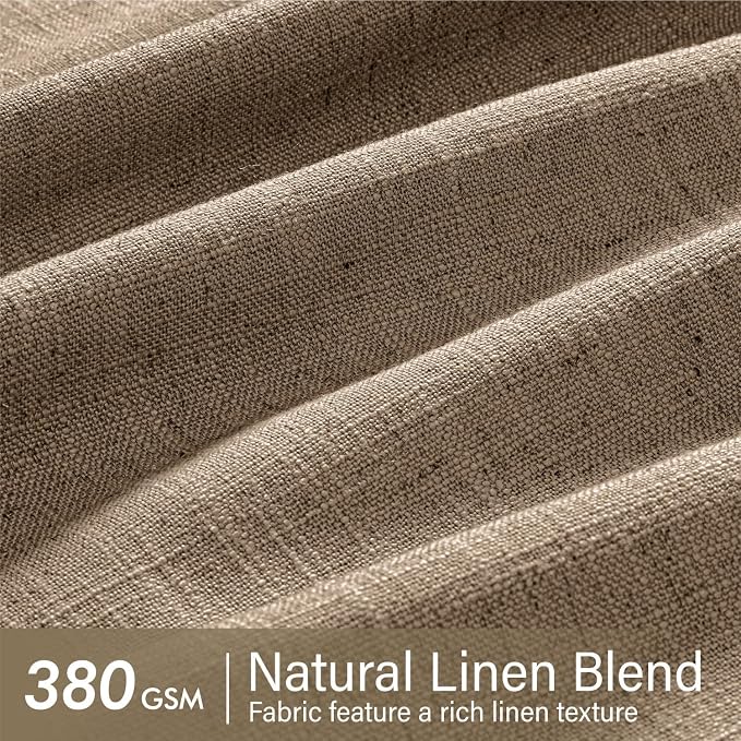 MIULEE Pinch Pleated Thick Linen Curtains 96 Inches Long 2 Panels for Living Room Bedroom, Linen Memory Trained Drapes Back Tab Light Filtering Country Farmhouse Burlap Brown Curtains with Hooks