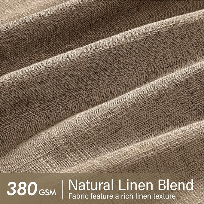 MIULEE Pinch Pleated Thick Linen Curtains 108 Inches Long 2 Panels for Living Room Bedroom, Linen Textured Drapes Back Tab Country Farmhouse Brown Tan Burlap Foor to Ceiling Curtains with Hooks&Rings