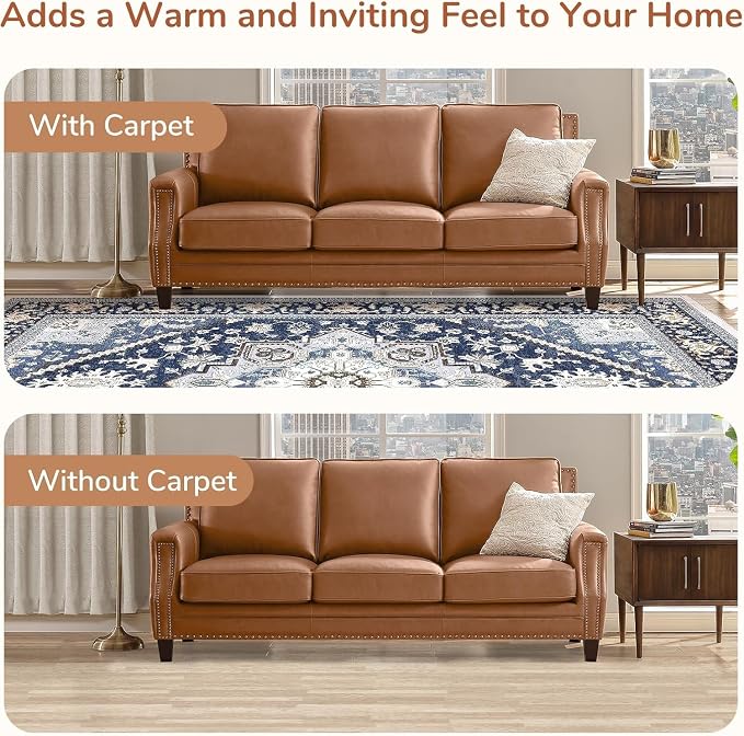 OPPODREAM Soft Round Rug 8ft, Play Room Rug, Washable Circle Rug 8ft with Non Slip Backing, Small Low-Pile Area Rugs 8 ft, Faux Cashmere Throw Carpet, Navy Blue & Golden