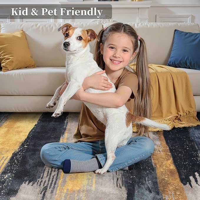 Ciicool Modern Abstract Area Rug 2x3 Washable Small Entryway Rugs,Black Gold Non-Slip Low Pile Throw Entry Rug, Foldable Kitchen Bathroom Rugs Floor Carpet for Entrance Bedroom Indoor Doormat