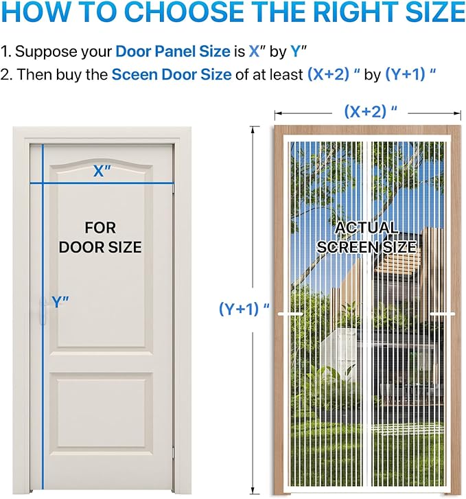 Heavy Duty Door Screen Magnetic Closure, LOVIGA Thickened Fiberglass Screen Door Mesh, Self Sealing, Tear Resistant, Easy Assemble, Fine Mesh Keep Bugs Out Fit Door Size 30 Inch X 80 Inch White