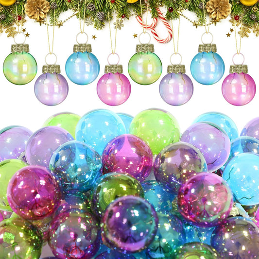 Tioncy 32 Pcs 1 Inch Mini Glass Christmas Ornaments Balls Shiny Christmas Balls Tiny Tree Hanging Decoration Small Colorful Ball Pendant for Xmas Party Supplies(Vibrant Color)