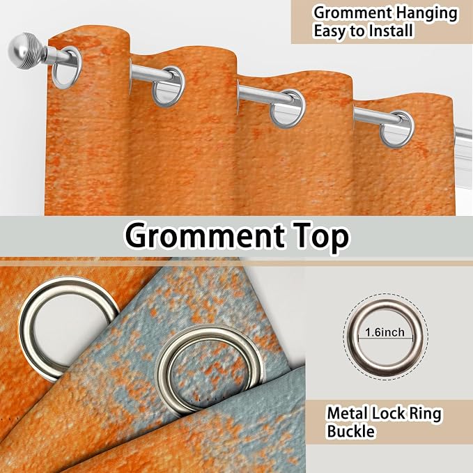 iTapnoom Abstract Orange Grey Blackout Curtains, Beige Aesthetic Art Painting Window Drapes Darkening Grommet Window Curtains for Living Room Bedroom Decor 2 Panels 52"x84" Inch