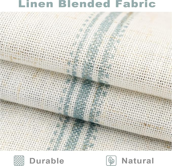 DriftAway Farmhouse Linen Lined Valance Double Layer Thermal Insulated Room Darkening Blackout Window Valances 3 Inch Rod Pocket Vertical Striped Kitchen Valance for Bathroom Single 52 x 18 Inch Green