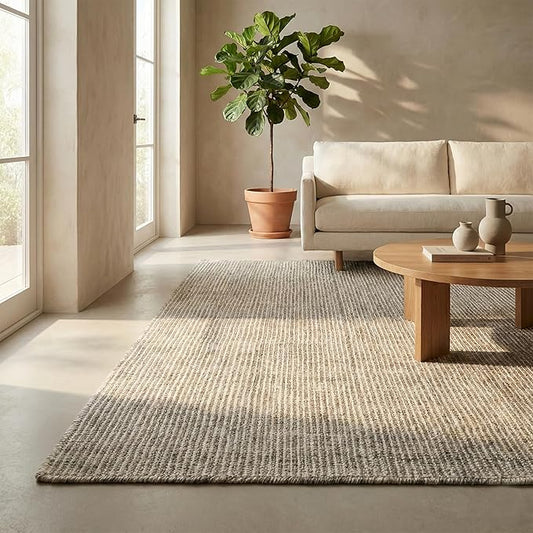 Fab Habitat Machine Washable Area Rug - Hand Woven, Stain Resistant, Reversible - Premium Recycled Polyester Yarn - Solid - Bedroom, Living/Dining Room - Alford - Mocha - 5 x 8 ft