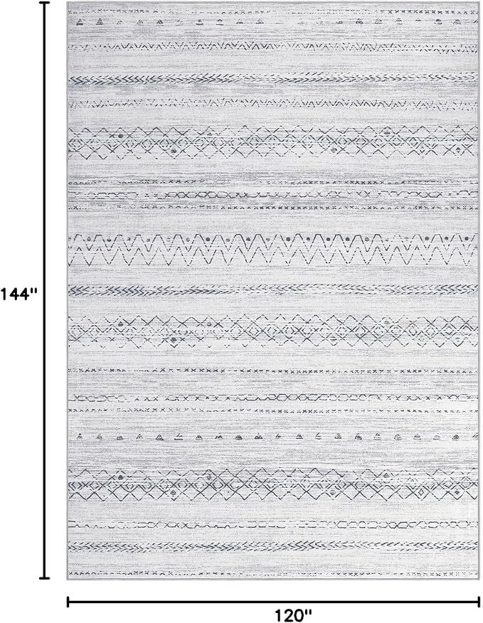 cotiled 10x12 Area Rugs Living Room Rug: Washable Boho Rugs with Non Slip Backing Large Soft Indoor Stain Resistant Carpet for Bedroom Farmhouse Dining Room Lightweight Home Decor Grey