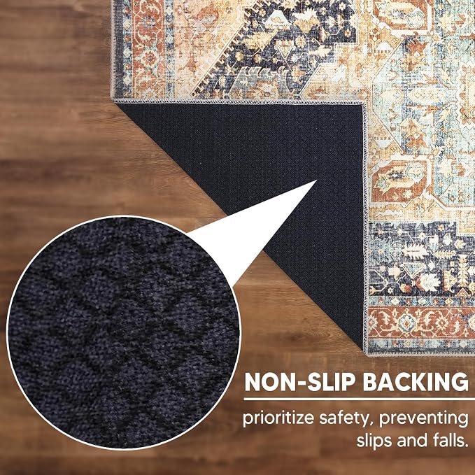 Keen Home Design 30"x120" Rug - Machine Washable Runner with Non-Slip Backing, Ideal for Hallway, Entryway, Kitchen, Laundry Room - Vintage, Easy Clean, Durable, Low Pile Rug - (2'6" x 10')