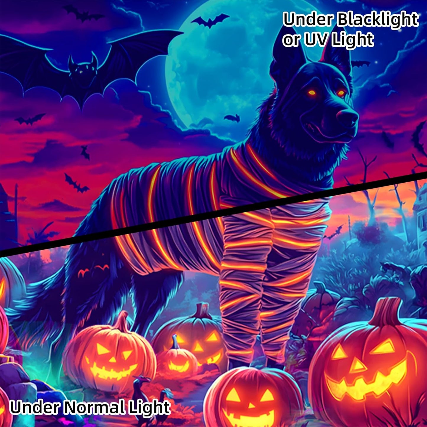 Halloween Tapestry, Blacklight Tapestry for Halloween Party Decor Hanging Tapestries Backdrop Wall Art Poster for Bedroom Dorm 90x70in