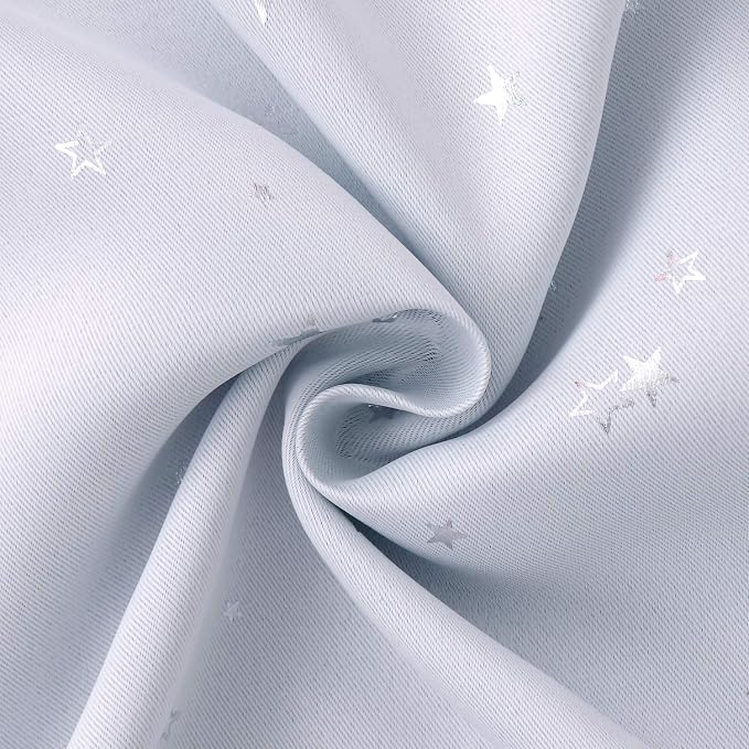 BGment Kids Room Curtains for Bedroom - Grommet Thermal Insulated Silver Star Print Room Darkening Curtains for Living Room, Set of 2 Panels, 38 x 54 Inch, Greyish White