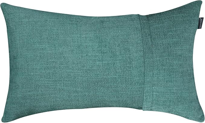 Set of 2 Leather Throw Pillow Covers Lumbar Cotton Linen Decor Patchwork Pillow Cover Faux Leather Pillows Cover for Couch Sofa Living Room Bedroom,Grass Green 12"x20"