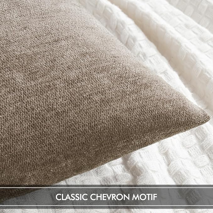 MIULEE Pack of 2 Light Brown Decorative Pillow Covers 20x20 Inch | Soft Chenille Couch Throw Pillows Farmhouse Cushion Covers for Home Decor Sofa Bedroom Living Room