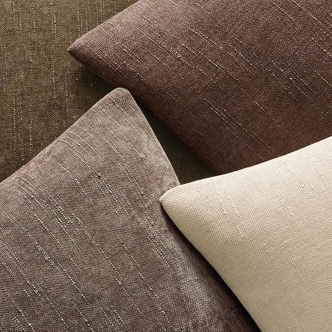 MIULEE Pack of 2 Decorative Throw Pillow Covers Soft Chenille Euro Throw Pillows Solid Textured Cushion Covers for Couch Sofa Bedroom Living Room 24x24 Inch, Chocolate Brown