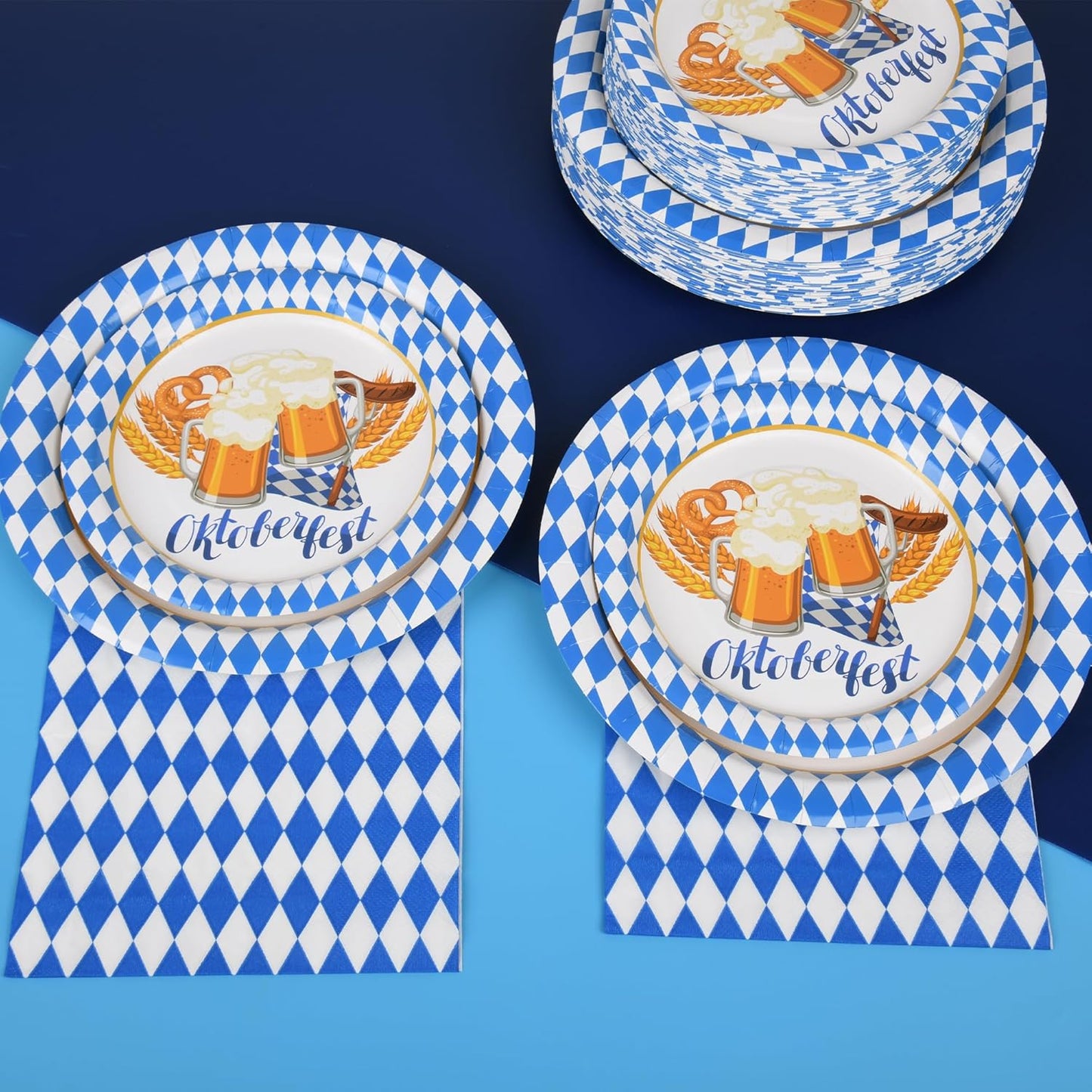 150Pcs Oktoberfest Party Supplies Oktoberfest Paper Plates and Napkins Oktoberfest Party Dinner Dessert Plate Disposable Decorations for Beer Festival Tableware,Serves 50 Guests