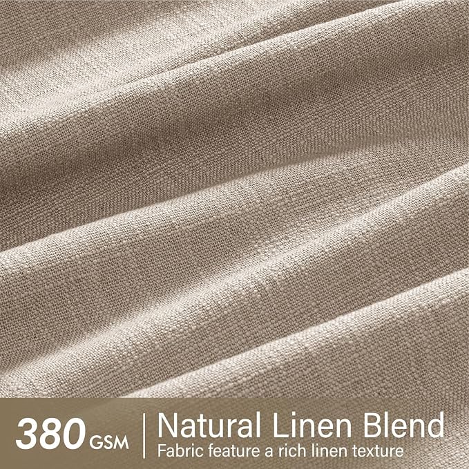 MIULEE Pinch Pleated Thick Linen Curtains 90 Inches Long 2 Panels for Living Room Bedroom, Linen Texture Memory Trained Drapes Pinch Pleat Rustic Farmhouse Window Curtains with Hooks&Rings, Taupe
