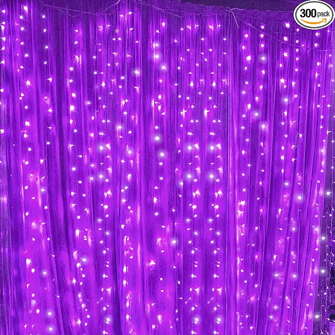 Twinkle Star LED String Curtain Light, Purple, 6 Inches | Indoor Outdoor, Halloween Wedding Party, Home Garden Bedroom Wall Decoration