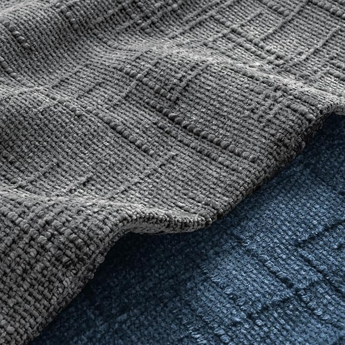 MIULEE Slubby Textured Decorative Throw Pillow Covers 18x18 Inch Set of 2 Boho Farmhouse Soft Cozy Chenille Pillows Cushion Cases Modern Home Decor for Couch Sofa Bed Living Room, Dark Grey