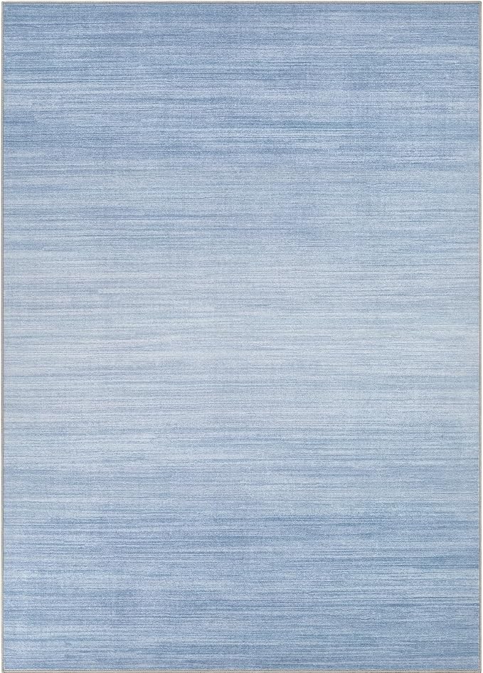 UERMEI 9x12 Washable Area Rug - Neutral Modern Abstract Living Room Rugs, Non-Slip Soft Large Indoor Floor Carpet for Bedroom Home Office & Under Dining Table Decor, Blue