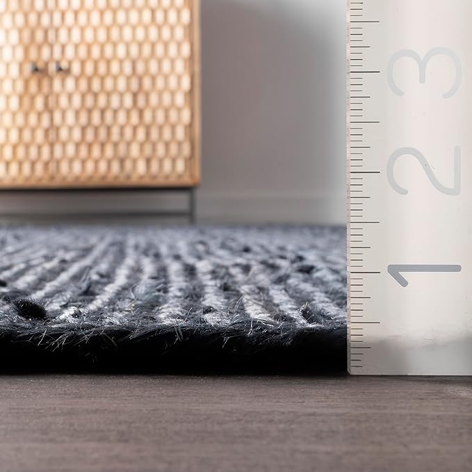 nuLOOM 10x14 Rigo Jute Hand Woven Area Rug, Navy, Solid Farmhouse Design, Natural Fiber, For Bedroom, Living Room, Dining Room, Hallway, Office, Kitchen, Entryway