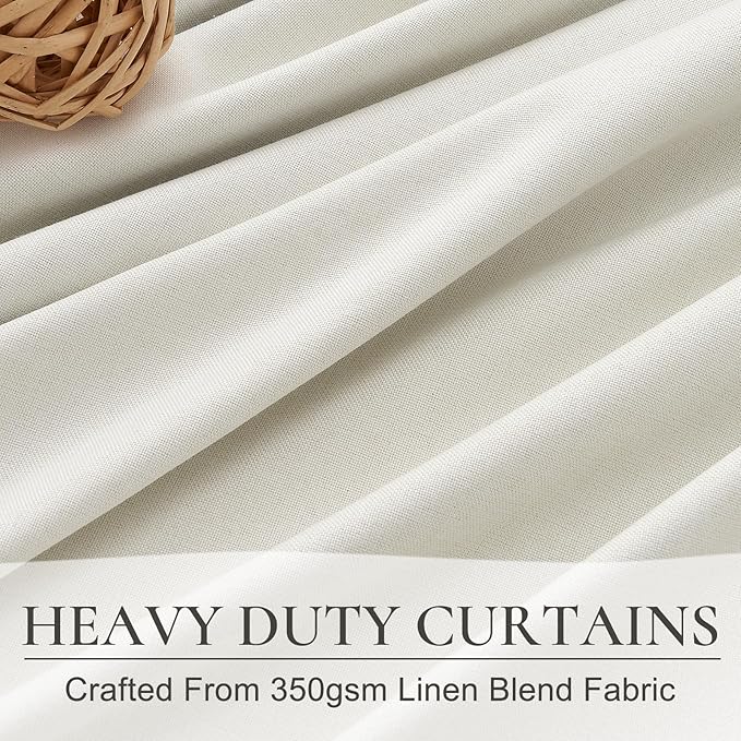 Pleated Beige Curtains 95 Inches Long 2 Panels Burg, Energy Efficient Decorative Total Blackout Curtain for Bedroom Wide Windows Drapes for Living Room Thick Soundproof Rod Pocket&Hook(50"W x 95"L)