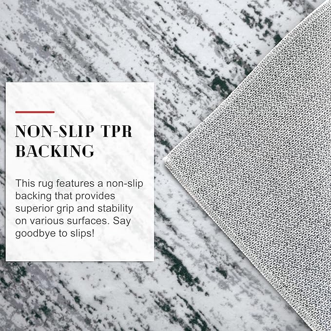 Lansny Modern Abstract Runner Rug 2.6x10, Black Grey White Washable Long Kitchen Runner Non-Slip Soft Hallway Rug Runner Thin Print Faux Wool Carpet for Entryway Bedroom Laundry Room Indoor Home Decor