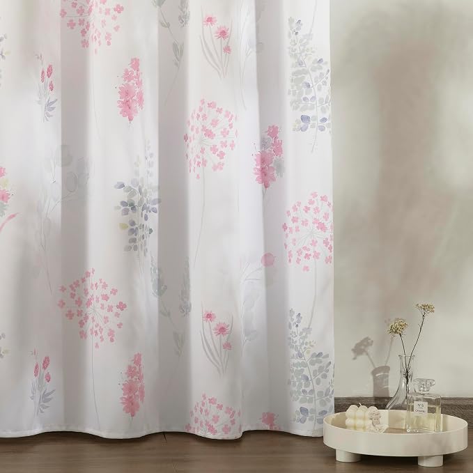 XTMYI Pink and Grey Curtains for Bedroom Closet Door,80% Blackout Room Darkening Boho Floral Print Pattern Coquette Cute Dorm Curtains for Girls Living Room 84 Inches Long,Light Pink Gray Green