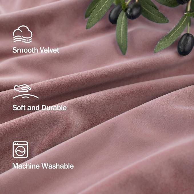 Pink Velvet Curtains 108 Inches Long 2 Panels for Living Room Vintage Retro Elegant Home Decor Light Blocking Maroon Cinnamon Dusty Rose Drape for Kids Bedroom Girls Teen Toddler High Ceiling to Floor