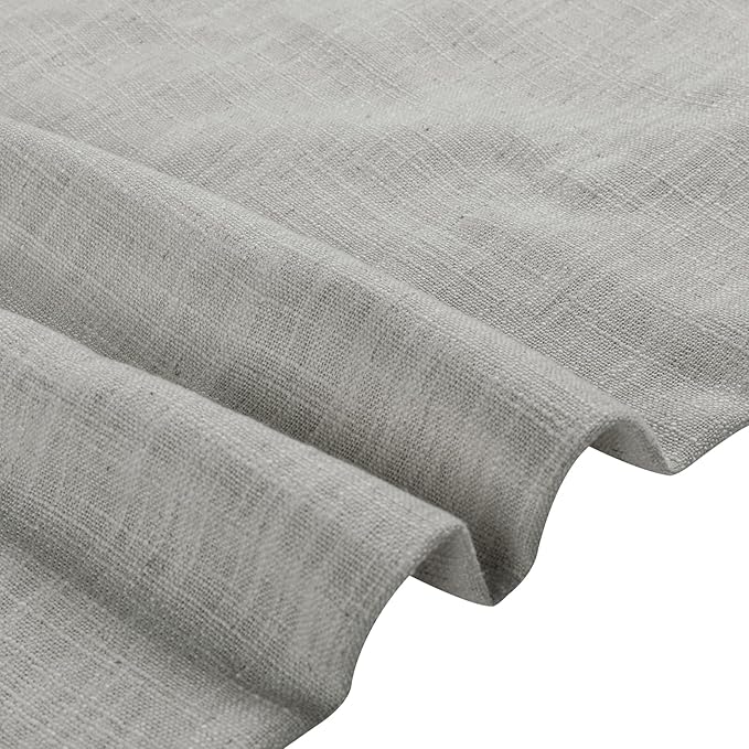 TWOPAGES 52" W x 36" L Linen Blend Cafe Curtains for Kitchen Window, Light Filtering Pinch Pleated Tier Curtains, Modern Farmhouse Half Window Curtains for Bathroom, Fog, 2 Panels