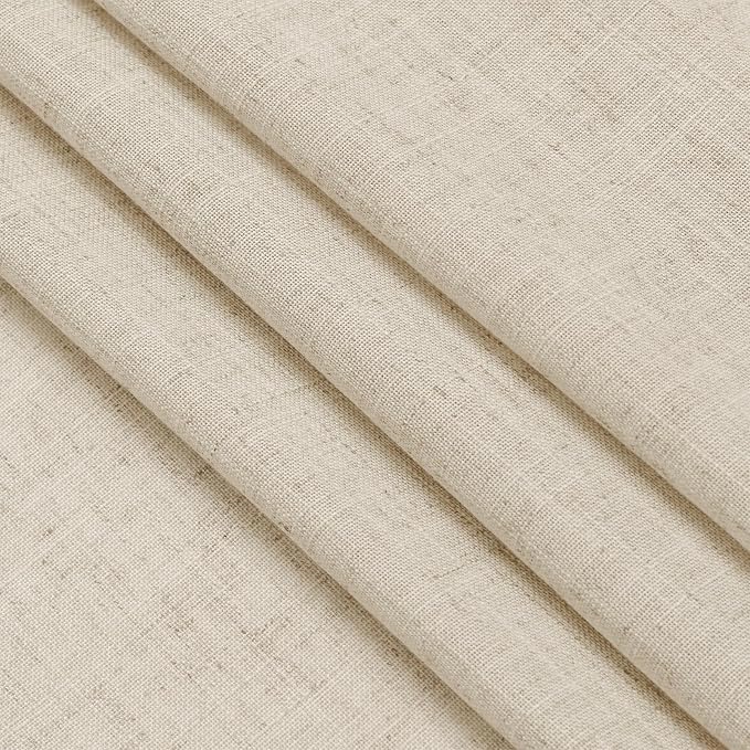 Nanspring Beige Cafe Curtains 45 Inch Length Set 2 Panel Back Tab Pocket Semi Sheer Short Linen Beige Curtain Tiers for Small Bathroom Window Basement 38x45
