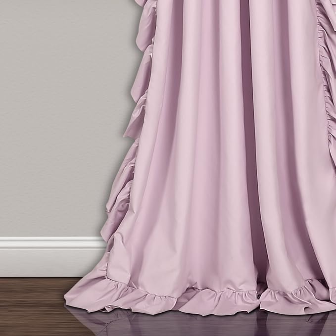 Lush Decor Reyna Ruffle Window Curtain Panel Set, Pair, 54" W x 84" L, Lilac - Flowy Curtain Set - Romantic Ruffle Curtains for Bedroom, Living room, or Dining Room - Farmhouse & Cottage Home Decor