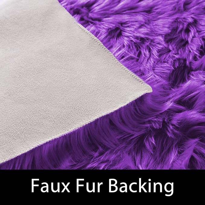 Latepis Alfombras para Salas 5x8 Area Rug Purple Fluffy Washable Shag Faux Fur Throw Rugs for Living Room Bedroom Boho Rug Home Decor Rectangle