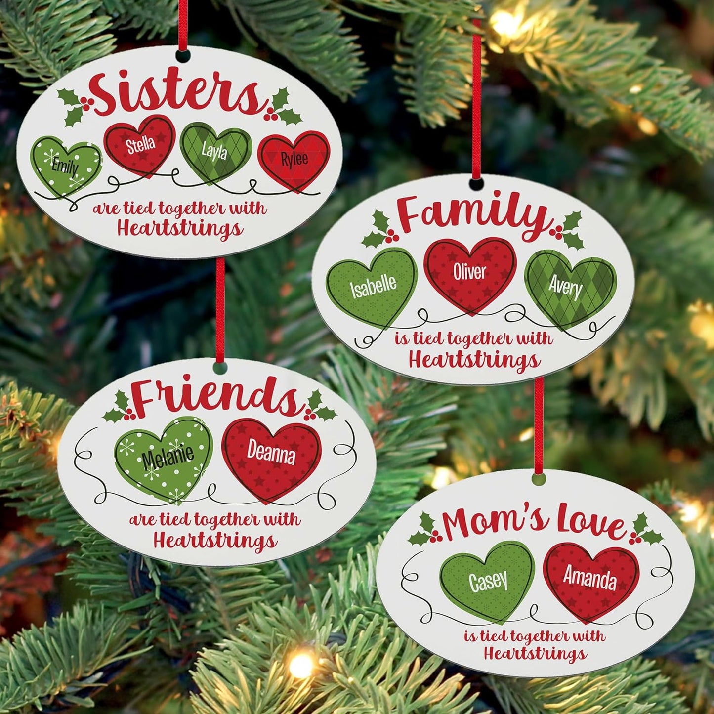 Let’s Make Memories Personalized Christmas Ornament - Any Title - 2024 Christmas Ornament - Wood - Oval - 2–6 Names - Heartstrings