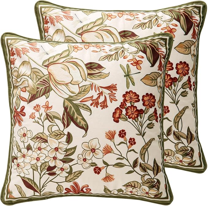 ISAENNE Designer Velvet Throw Pillow Covers,18"x18" Set of 2-Grace A | Pillow Cover,Concealed Zipper Design,Dragonfly Pattern,Sofas,Bedroom,Living Room,Lounge Chairs,All Season Home Decor