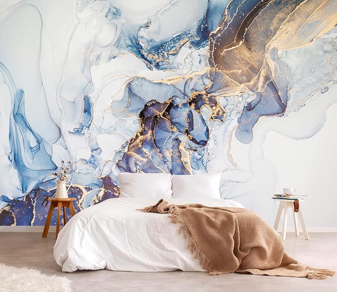 YQWDMX - Gray and Gold Marble Peel and Stick Wallpaper Abstract Mural for Bedroom ZY05 M