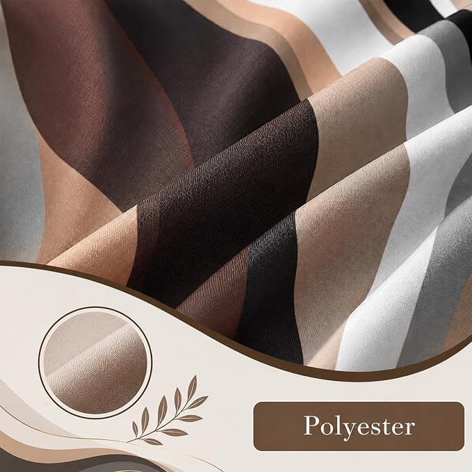 Brown Abstract Blackout Curtain, Stripe Black White Gray Aesthetic Art Window Curtains Living Room Bedroom Decor Darkening Window Drapes Treatments, 2 Panels 52x96 Inch