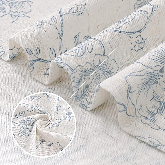 Meikelor Blue Pinch Pleated Floral Curtains 102 inch Long for Living Room 70" W x 102" L