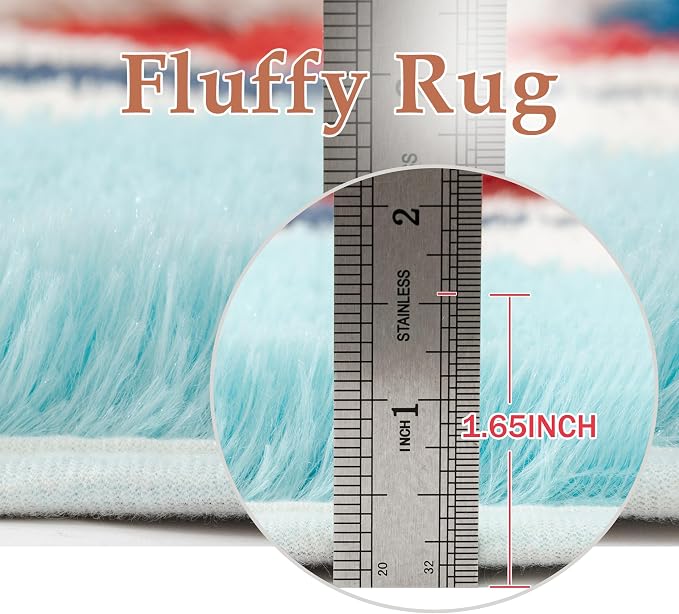 PureCozy Checkered Rug 5x8 Fluffy Shag Living Room Colorful Area Rug Modern Washable Carpet Soft Shaggy Non Slip Indoor Plush Fuzzy Rugs for Bedroom Dorm Office Home Aesthetic Decor