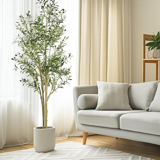 Artificial Olive Tree 5ft Tall Olive Trees Artificial Indoor Faux Olive Tree Indoor with Olive Branches and Black Fruits Artificial Tree for Home Office Decor and Housewarming Gift