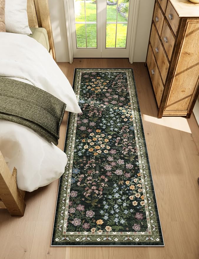 Washable Kitchen Rug Runners for Hallways: 2'x6' Runner Rugs with Non Slip Backing Low Pile Soft Indoor Floor Carpet Runner for Entryway Hallway Laundry Room Bedroom Living Room