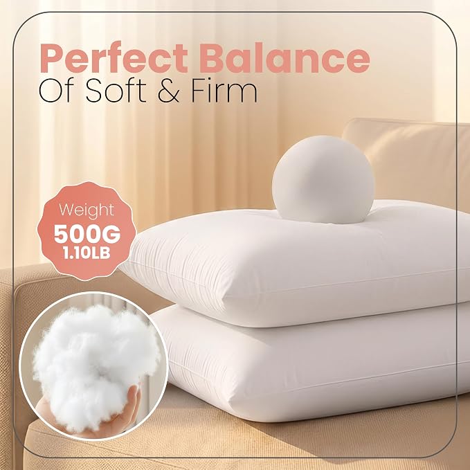 Utopia Bedding 14x20 Pillow Inserts, Set of 2, White – Indoor Decorative Throw Pillows for Bed, Sofa & Couch – Soft, Supportive & Fluffy Cushion Inserts