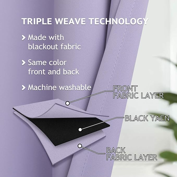 COSVIYA Curtains 84 inch Length 2 Panels Grommet Room Darkening,Thick Polyester Light Blocking Insulated Thermal Window Lilac Curtain Drapes for Bedroom/Living Room,42x84 inches