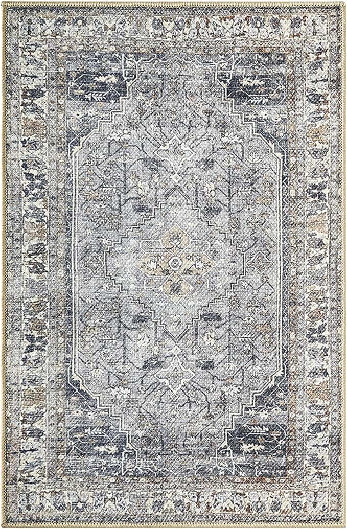 Keen Home Design 2x3 Rug - Machine Washable Entry Rug with Non-Slip Backing, Ideal for Enteryway, Kitchen, Bathroom, Laundry Room - Vintage, Easy Clean, Durable, Low Pile Rug - (2' x 3')